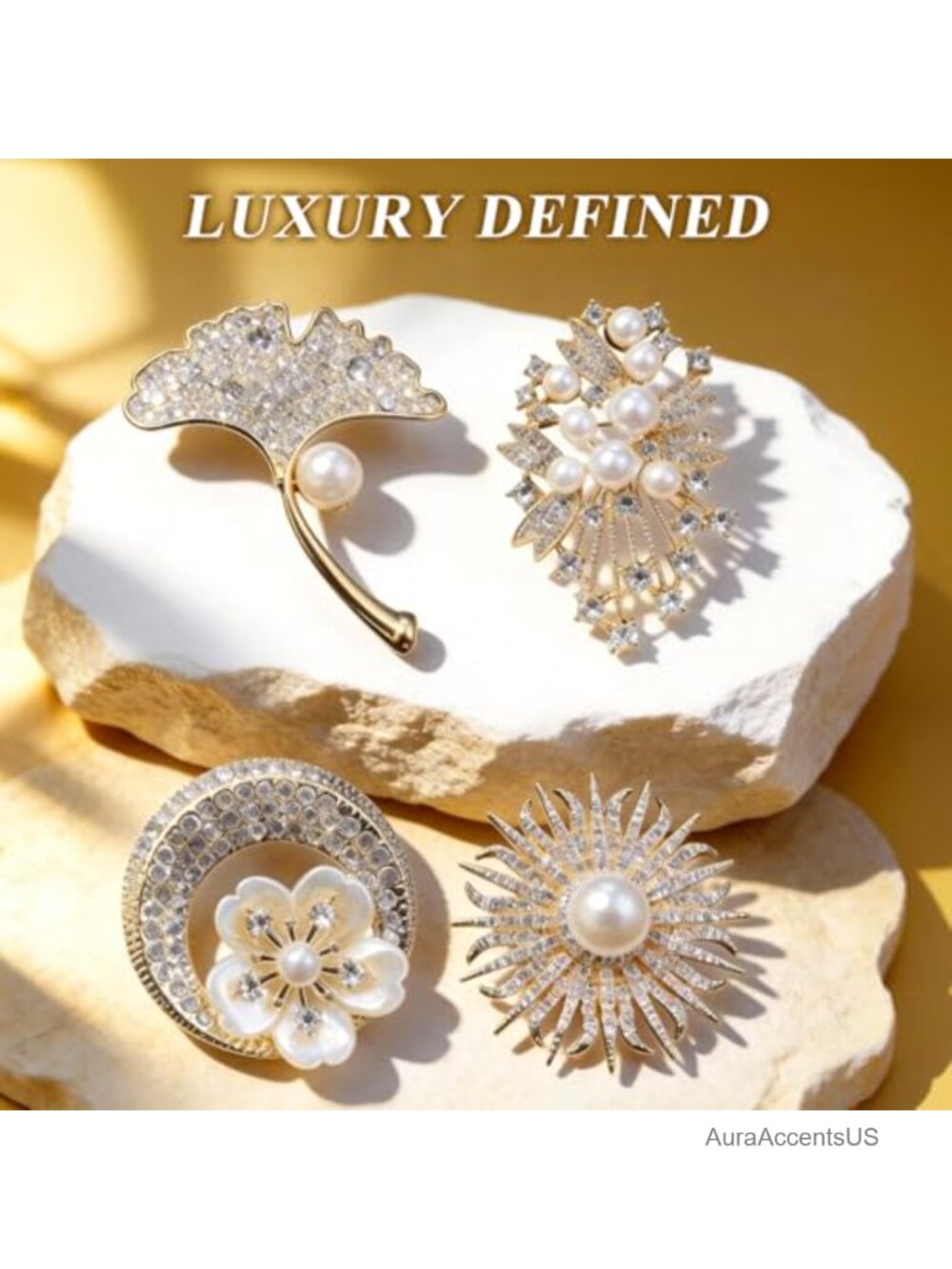 4 Pcs Pearl Brooch Set, Elegant Classic Brooches for Women, Lightweight and - Picture 3 of 6
